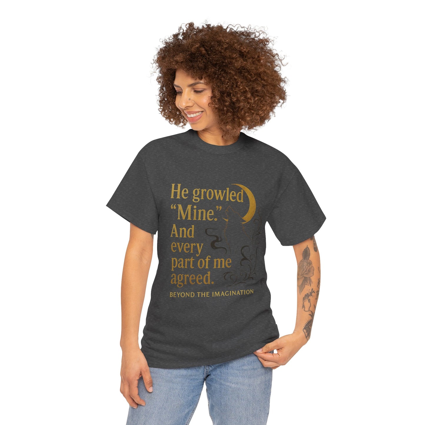 Spicy Fantasy Romance Tee - "He Growled 'Mine'" Moon Design