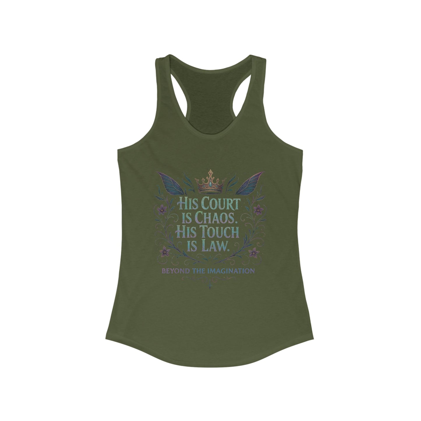 "His Court Is Chaos. His Touch Is Law." Racerback Tanktop