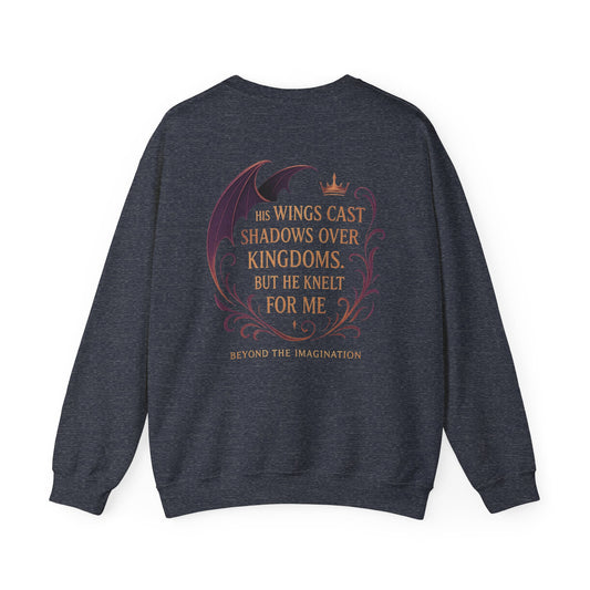 "His Wings Cast Shadows" Dragon Romance Sweatshirt